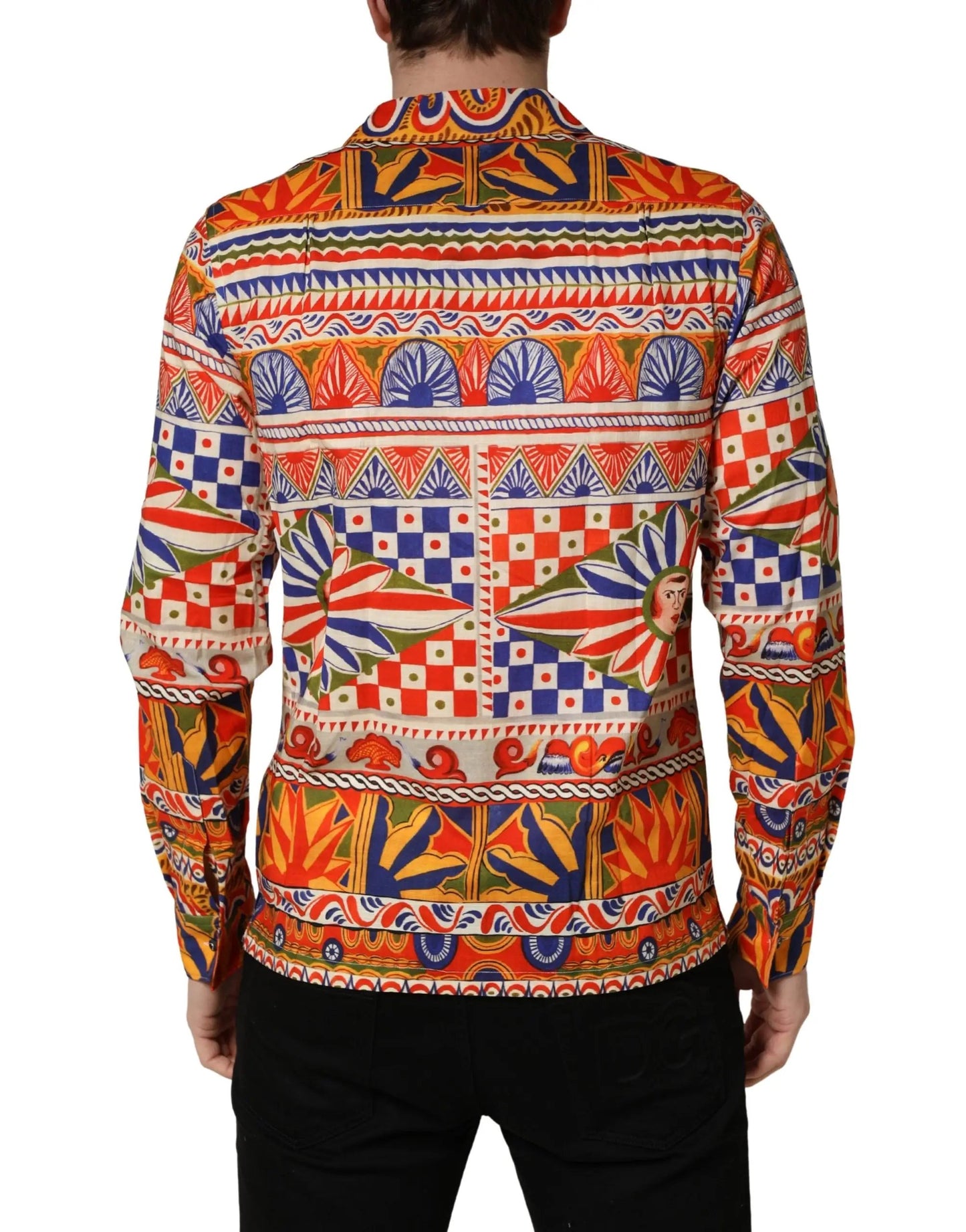 Dolce & Gabbana Multicolor Sicilian Carretto Twill Cotton Men Shirt by Dolce & Gabbana
