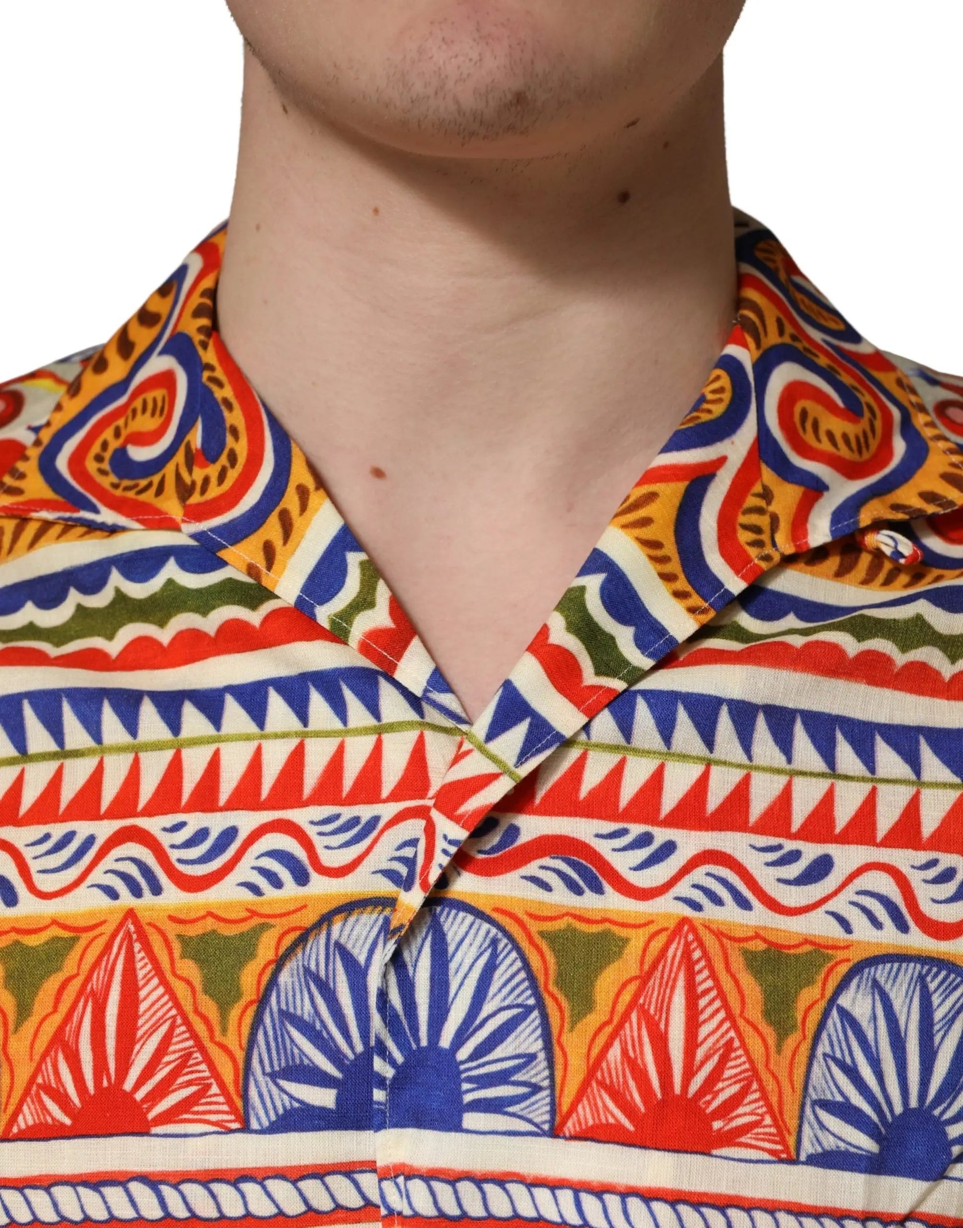 Dolce & Gabbana Multicolor Sicilian Carretto Twill Cotton Men Shirt by Dolce & Gabbana