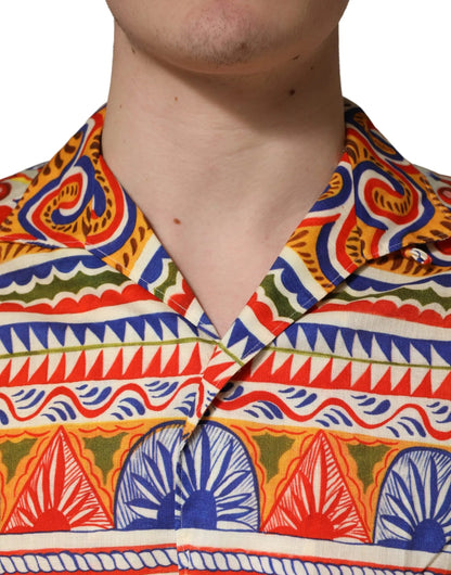 Dolce & Gabbana Multicolor Sicilian Carretto Twill Cotton Men Shirt by Dolce & Gabbana
