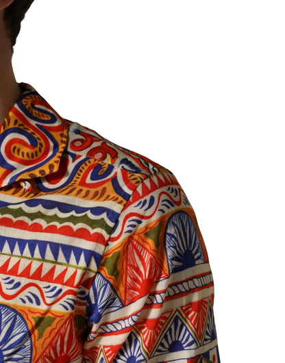 Dolce & Gabbana Multicolor Sicilian Carretto Twill Cotton Men Shirt by Dolce & Gabbana
