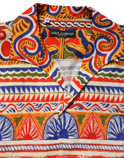 Dolce & Gabbana Multicolor Sicilian Carretto Twill Cotton Men Shirt by Dolce & Gabbana