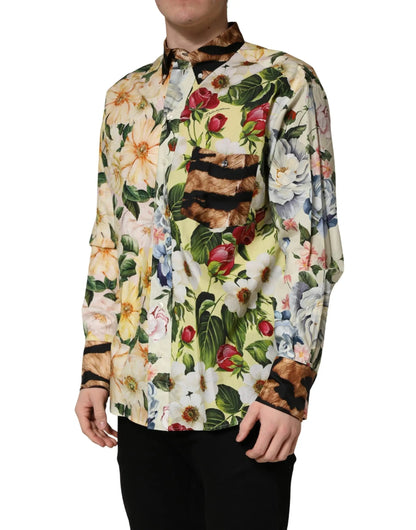Dolce & Gabbana Multicolor Floral Animal Print Collared Shirt by Dolce & Gabbana