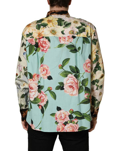 Dolce & Gabbana Multicolor Floral Animal Print Collared Shirt by Dolce & Gabbana