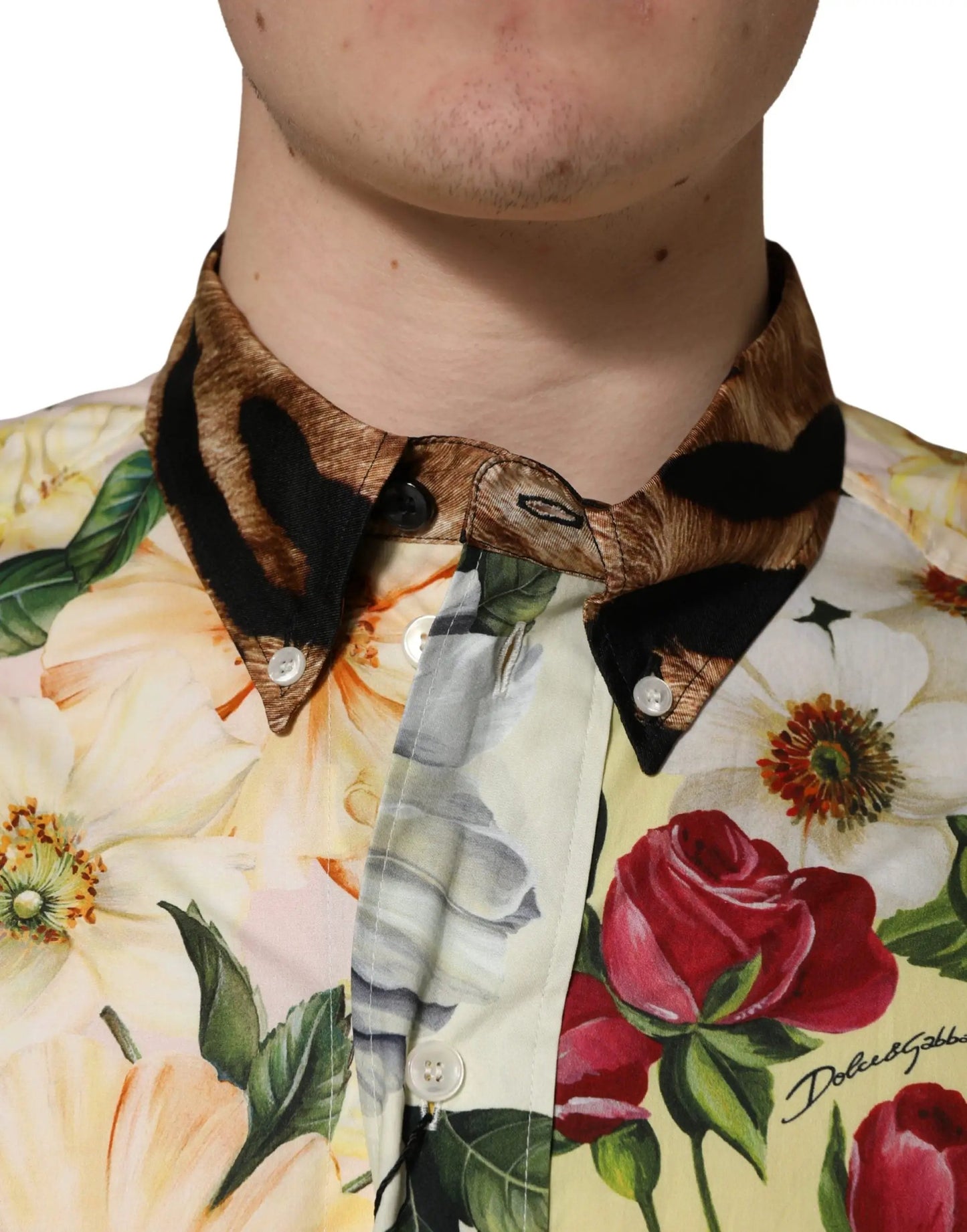 Dolce & Gabbana Multicolor Floral Animal Print Collared Shirt by Dolce & Gabbana