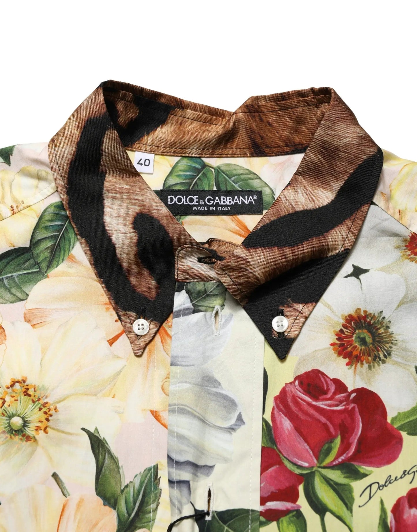 Dolce & Gabbana Multicolor Floral Animal Print Collared Shirt by Dolce & Gabbana