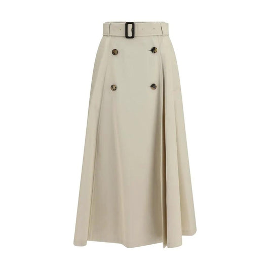 Burberry Beige Cotton Midi Skirt by Burberry