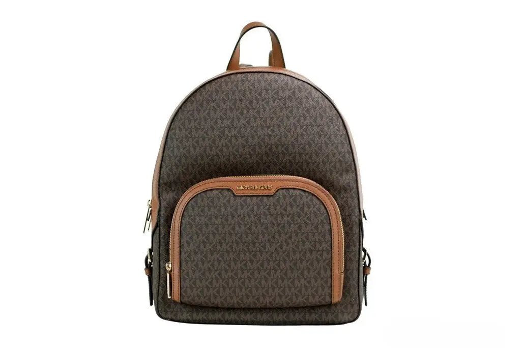 Michael Kors Jaycee Large Brown Signature PVC Shoulder Backpack Bookbag by Michael Kors