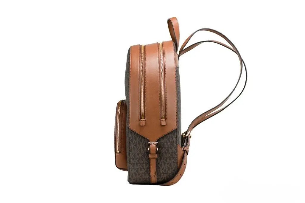 Michael Kors Jaycee Large Brown Signature PVC Shoulder Backpack Bookbag by Michael Kors