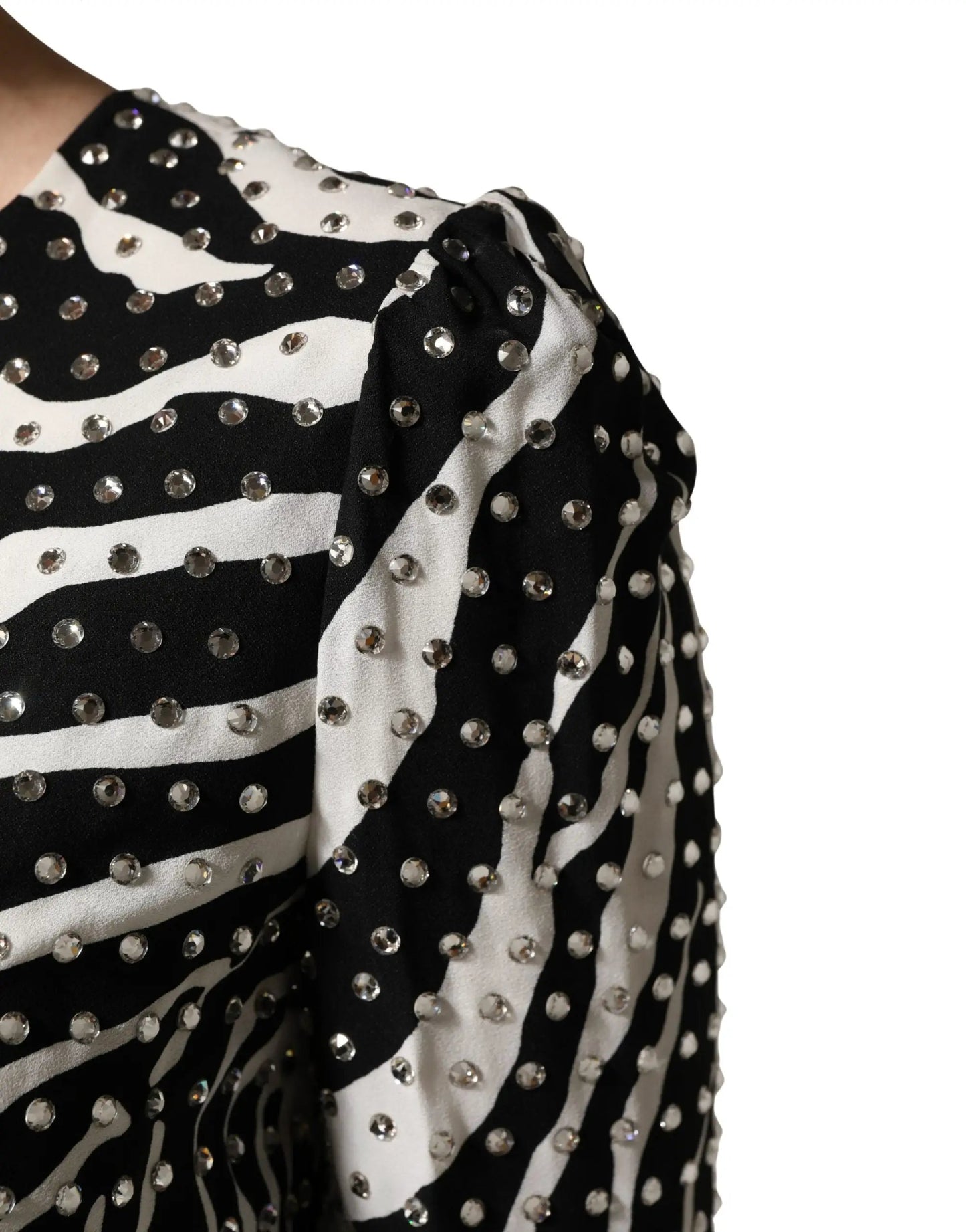 Dolce & Gabbana Black White Zebra Rhinestones Mini Dress by Dolce & Gabbana