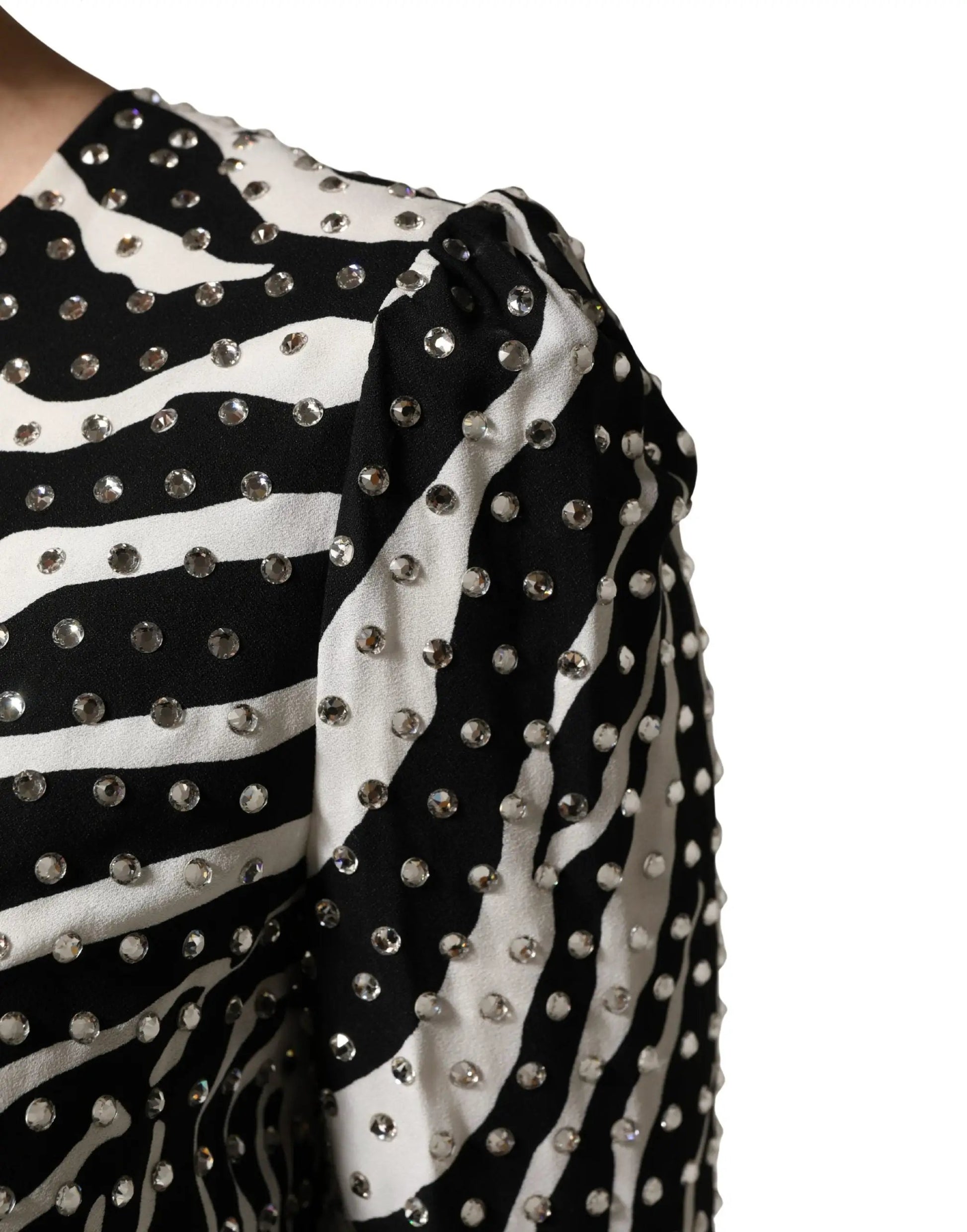 Dolce & Gabbana Black White Zebra Rhinestones Mini Dress by Dolce & Gabbana
