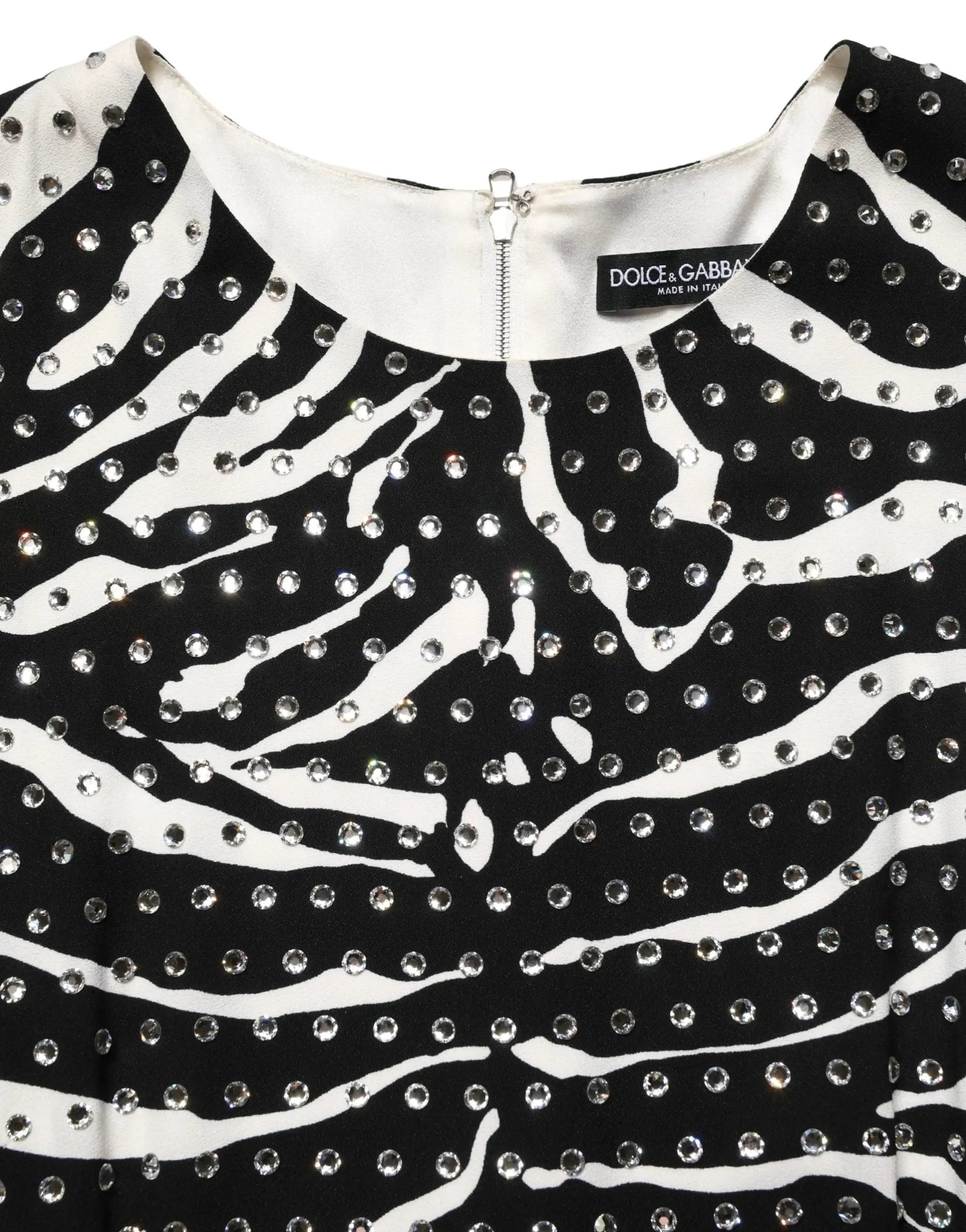 Dolce & Gabbana Black White Zebra Rhinestones Mini Dress by Dolce & Gabbana