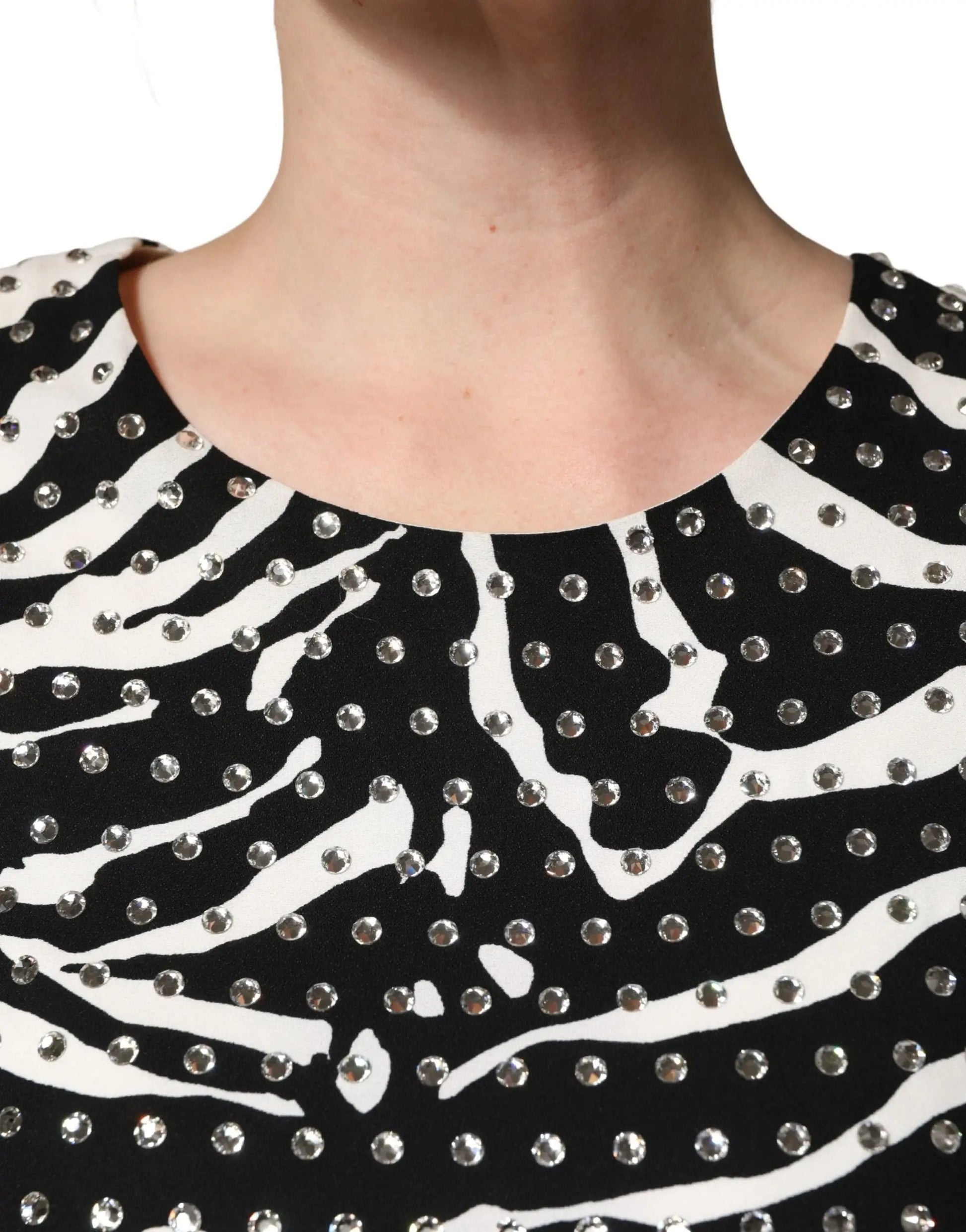 Dolce & Gabbana Black White Zebra Rhinestones Mini Dress by Dolce & Gabbana