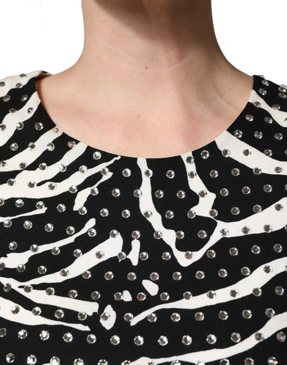 Dolce & Gabbana Black White Zebra Rhinestones Mini Dress by Dolce & Gabbana