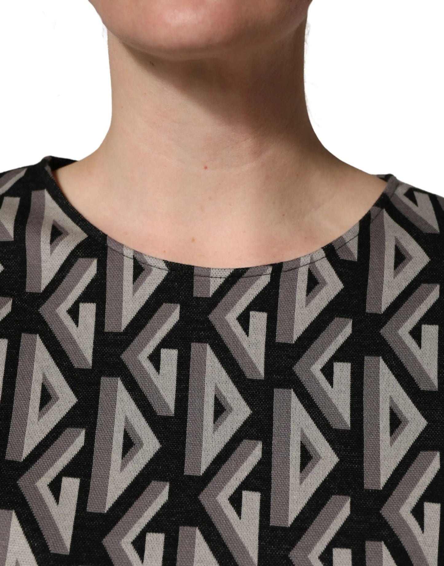 Dolce & Gabbana Black Logo Print Cotton Knee Length Dress by Dolce & Gabbana