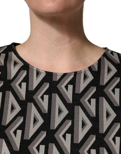 Dolce & Gabbana Black Logo Print Cotton Knee Length Dress by Dolce & Gabbana