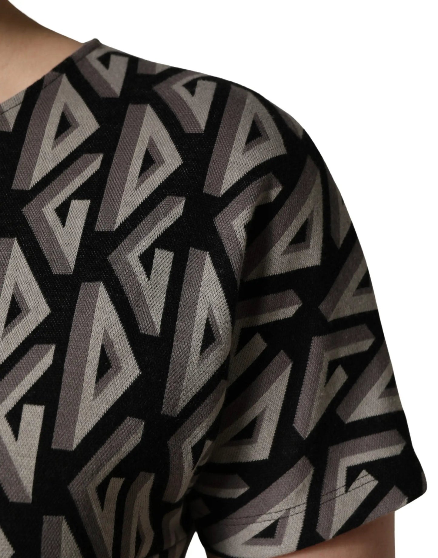 Dolce & Gabbana Black Logo Print Cotton Knee Length Dress by Dolce & Gabbana