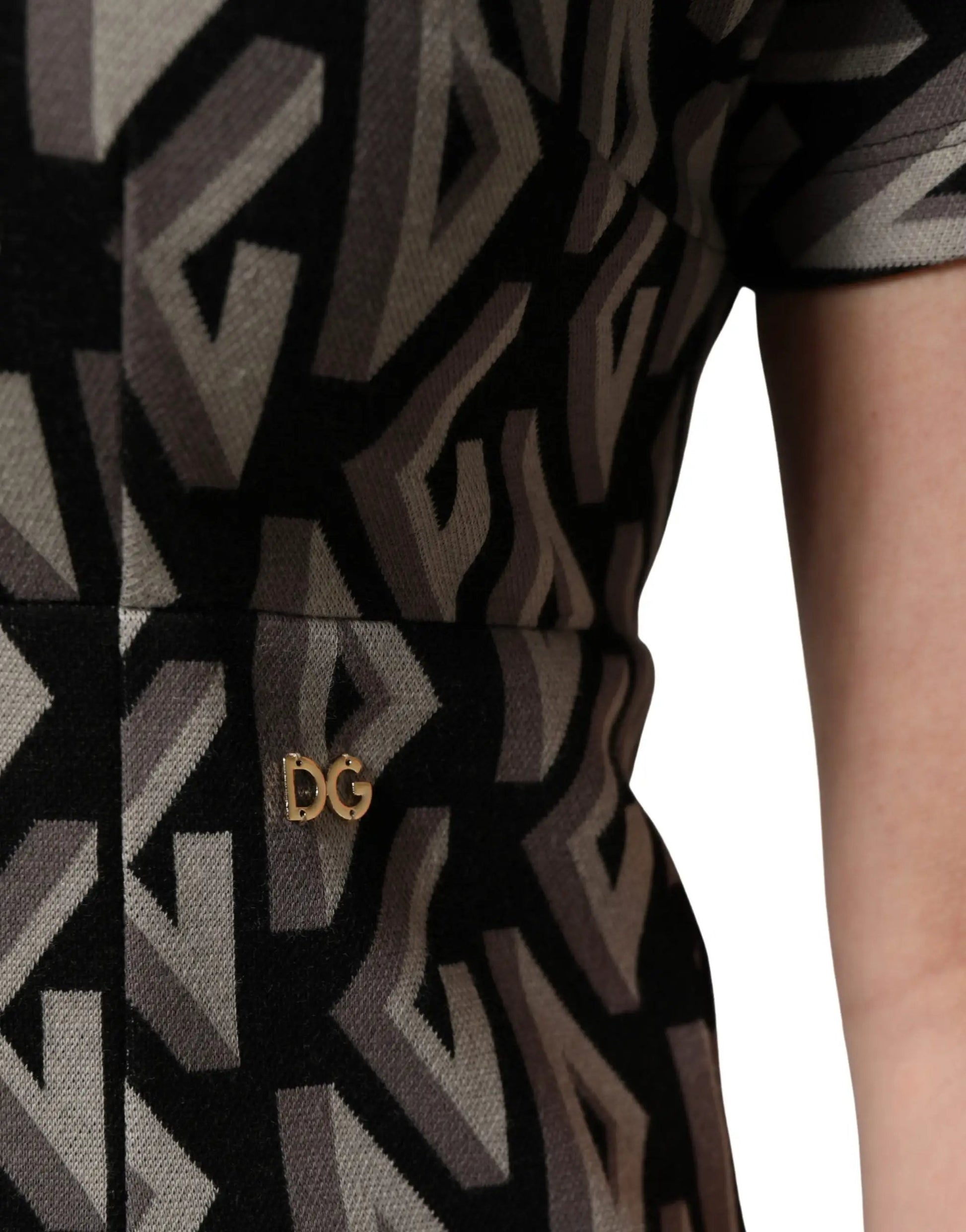 Dolce & Gabbana Black Logo Print Cotton Knee Length Dress by Dolce & Gabbana