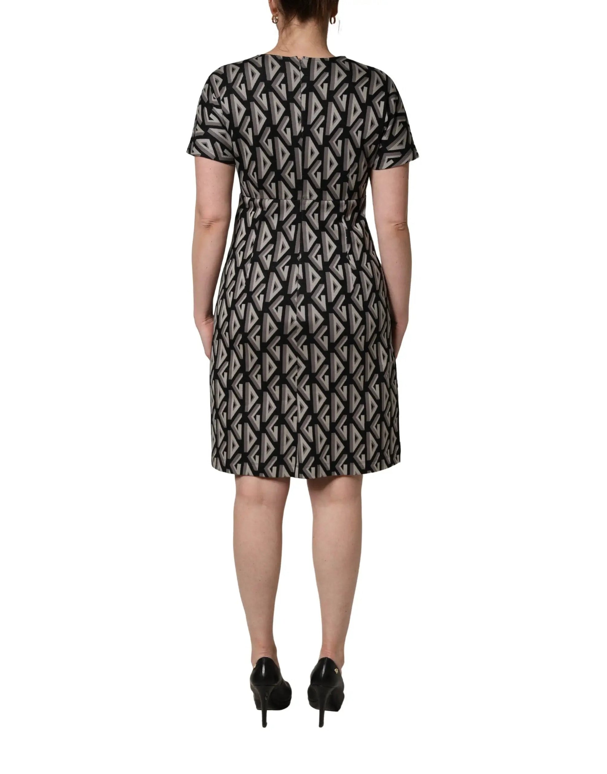 Dolce & Gabbana Black Logo Print Cotton Knee Length Dress by Dolce & Gabbana