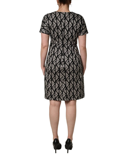 Dolce & Gabbana Black Logo Print Cotton Knee Length Dress by Dolce & Gabbana