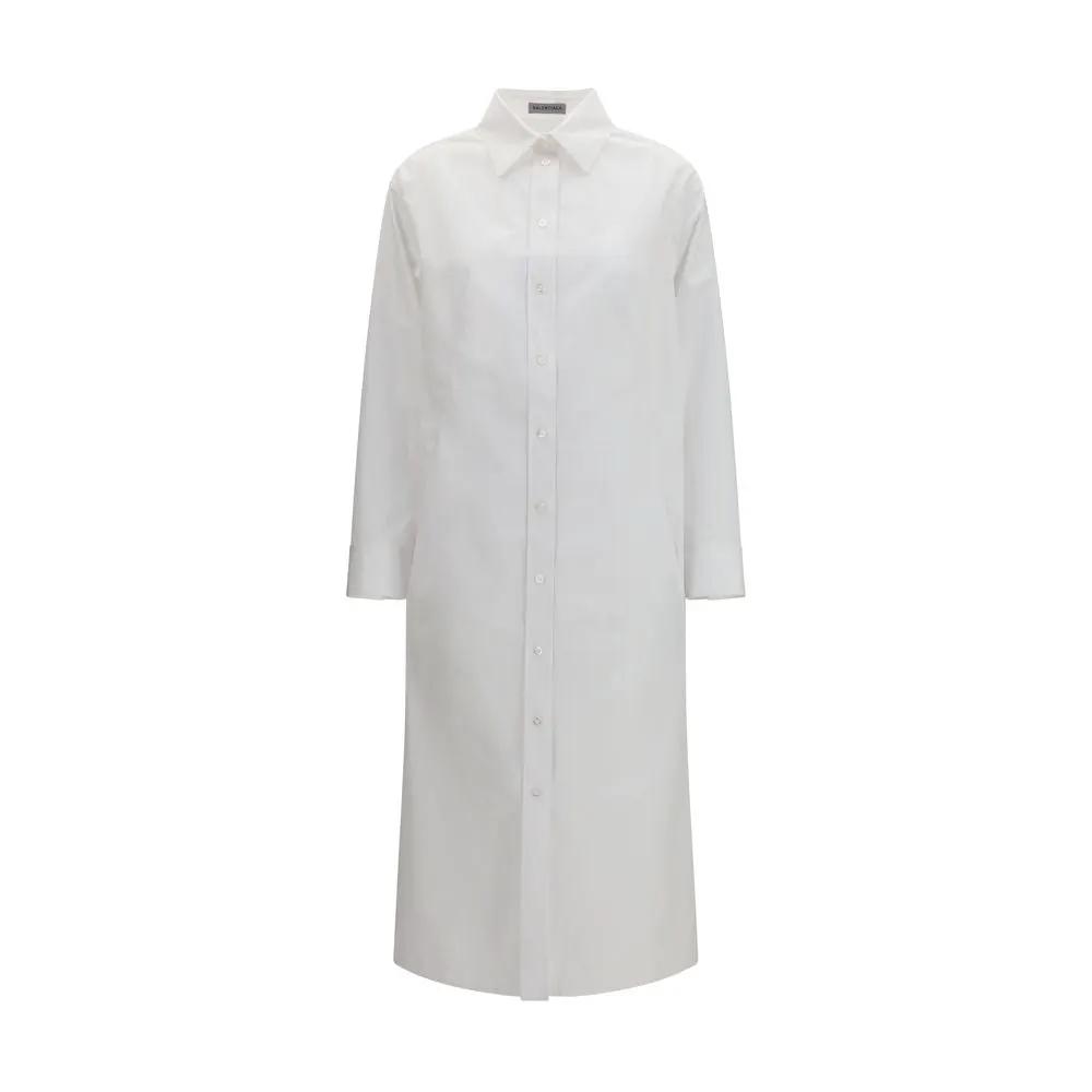 Balenciaga White Cotton Casual Dress by Balenciaga