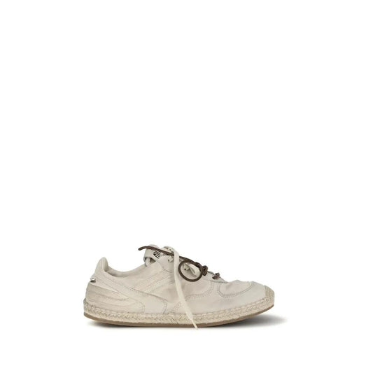 Miu Miu Beige Cotton Platform Sneakers by Miu Miu