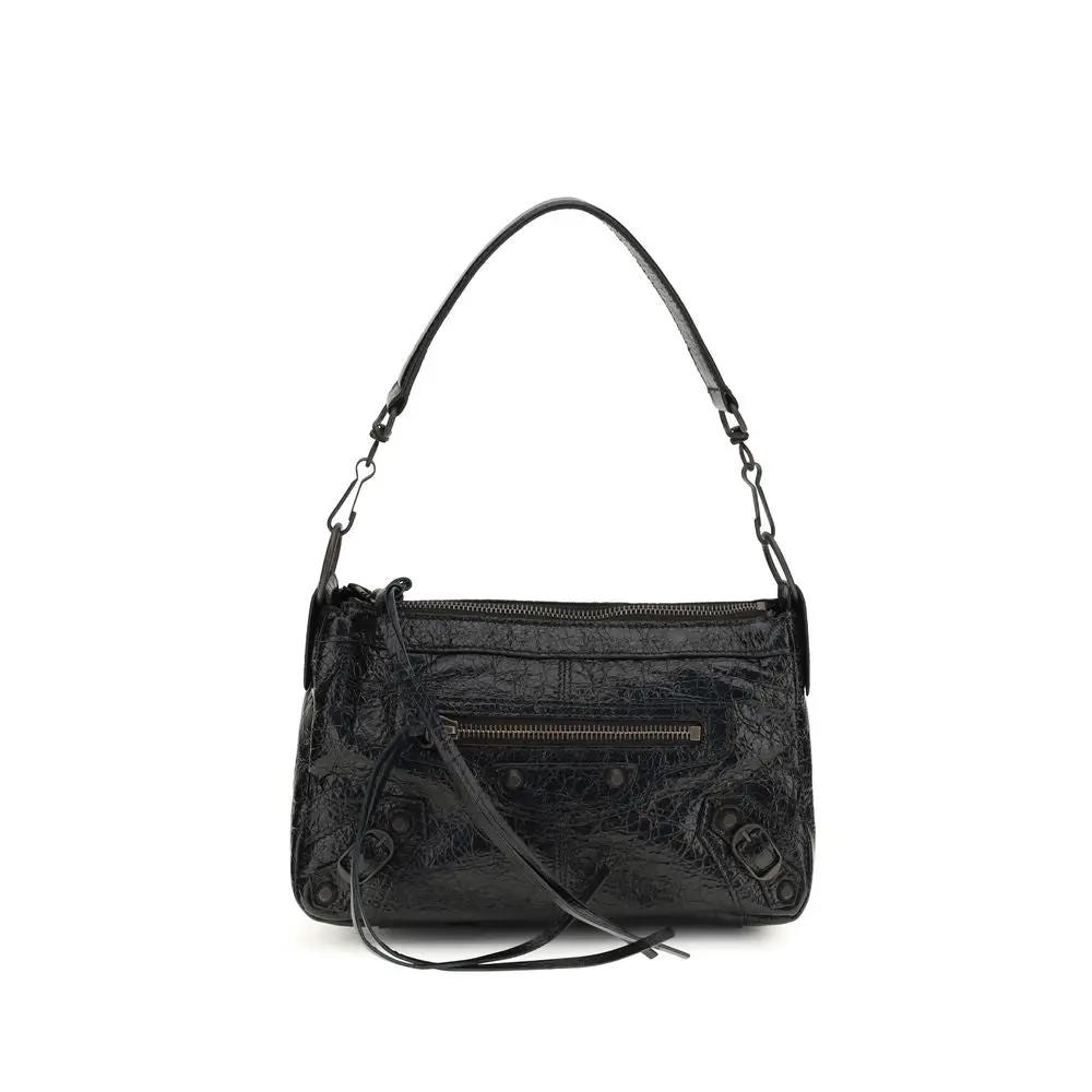 Balenciaga Black Lamb Ovis Aries Aries Shoulder Bag by Balenciaga