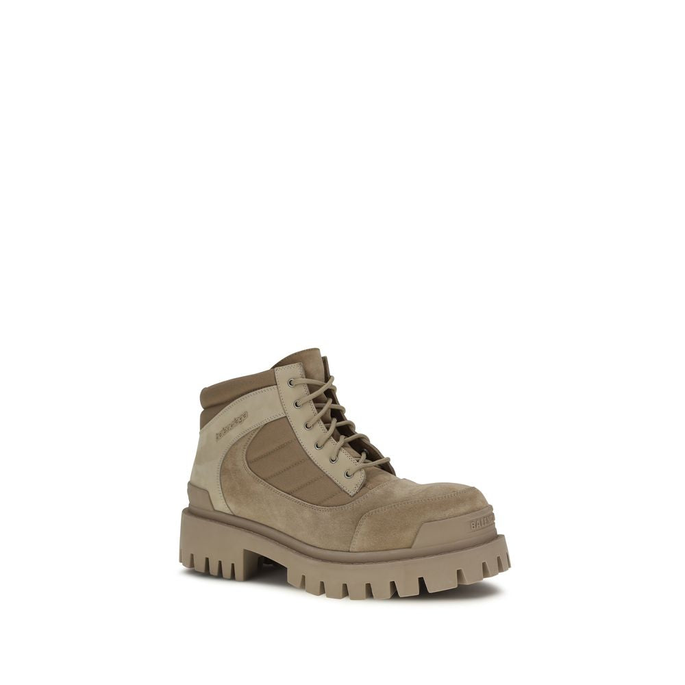 Balenciaga Beige Cotton Lace-Up Boots by Balenciaga