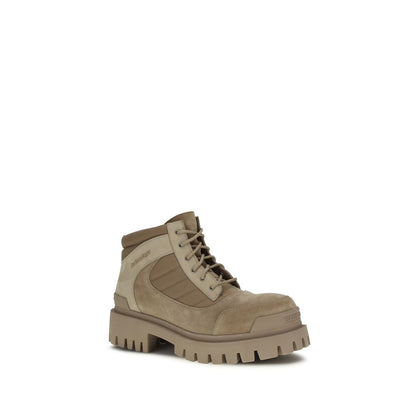 Balenciaga Beige Cotton Lace-Up Boots by Balenciaga