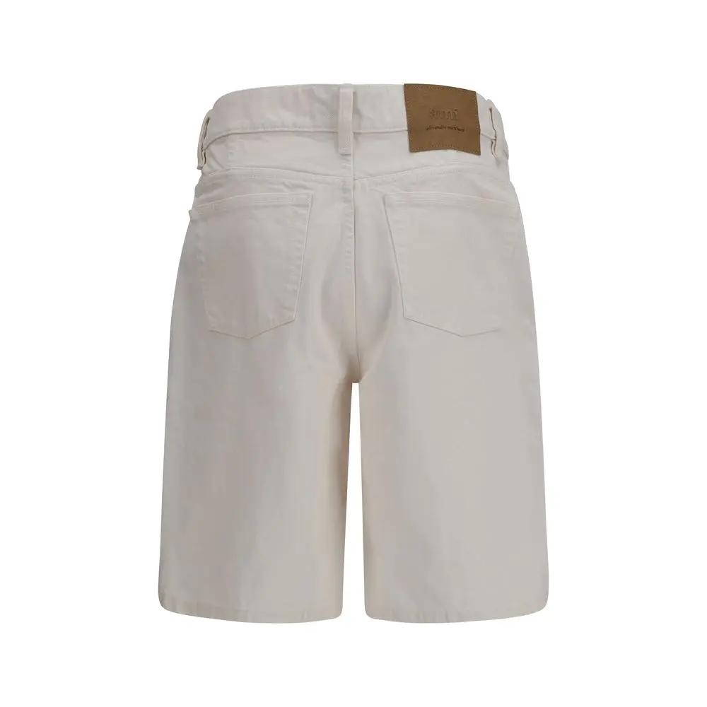 Ami Paris White Cotton Bermuda Shorts by Ami Paris