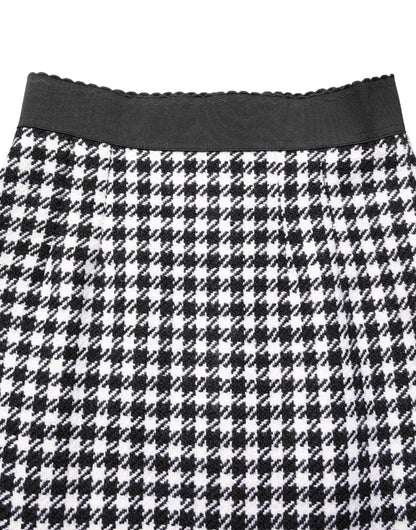 Dolce & Gabbana Black White Houndstooth HighWaist Mini Skirt by Dolce & Gabbana