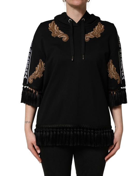Sweat à capuche Dolce & Gabbana brodé à pompons noir – TSH92088