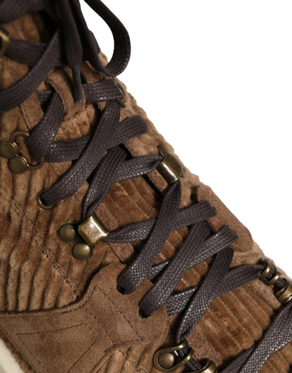 Bottines Dolce & Gabbana homme Oxford montantes en velours côtelé marron – MV8372