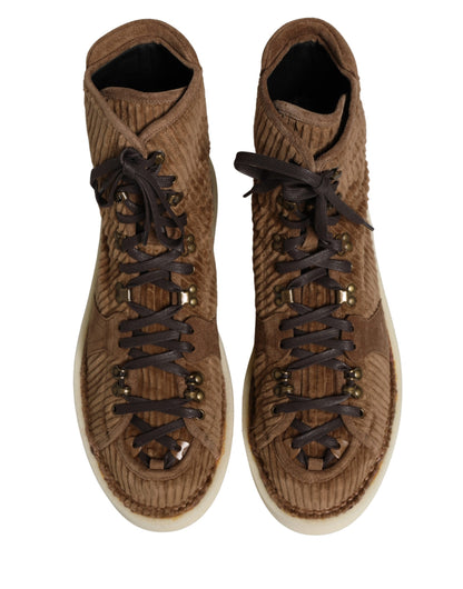 Bottines Dolce & Gabbana homme Oxford montantes en velours côtelé marron – MV8372