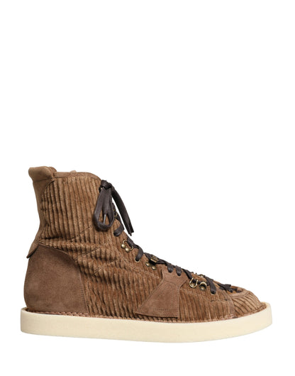 Bottines Dolce & Gabbana homme Oxford montantes en velours côtelé marron – MV8372