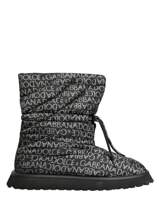 Dolce & Gabbana Black Logo Print Lace Up Snow Boots Shoes by Dolce & Gabbana