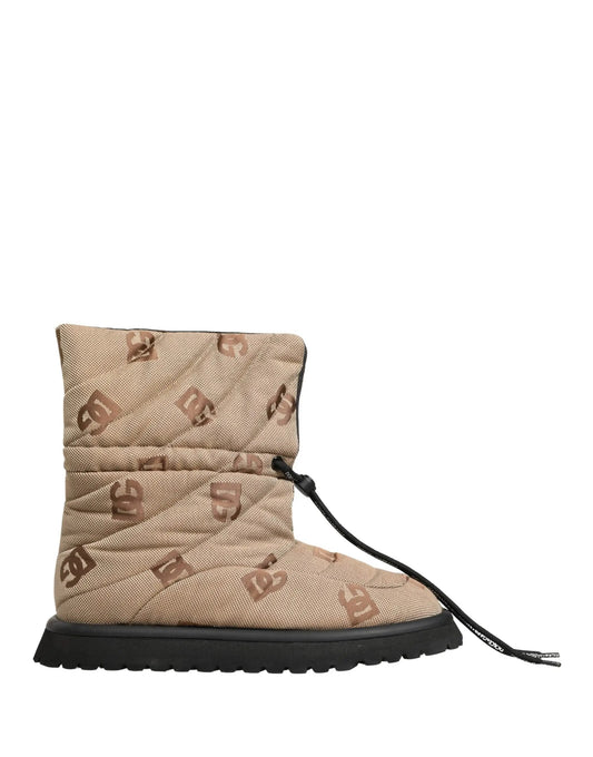 Dolce & Gabbana Brown Logo Print Lace Up Snow Boots Shoes by Dolce & Gabbana