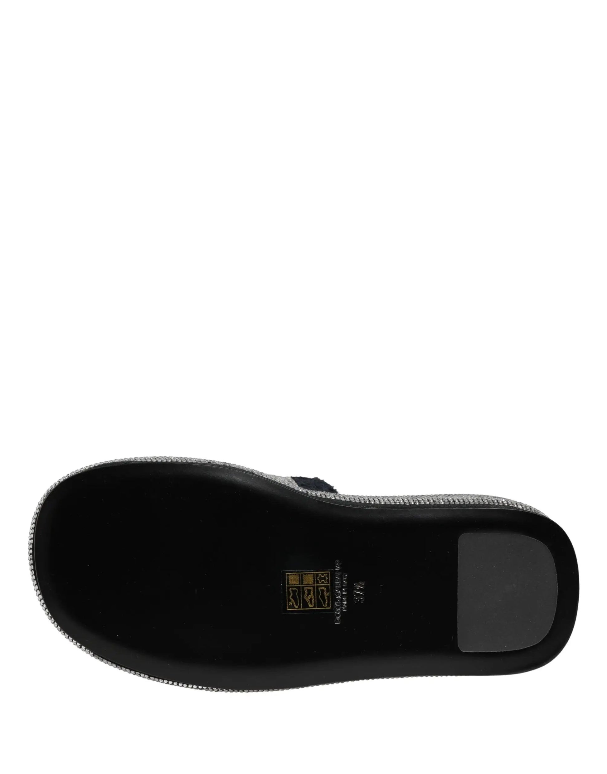 Dolce & Gabbana Black Crystal Embellished Platform Slides Shoes by Dolce & Gabbana