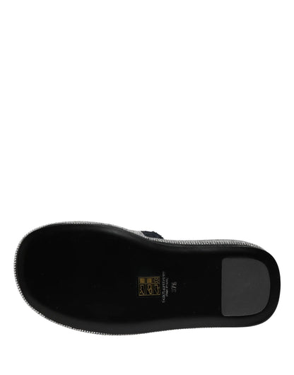 Dolce & Gabbana Black Crystal Embellished Platform Slides Shoes by Dolce & Gabbana
