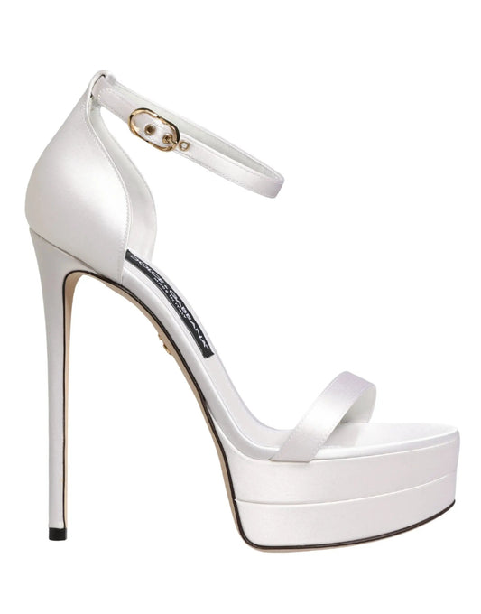 Dolce & Gabbana White Platform Ankle Strap Sandals Shoes by Dolce & Gabbana