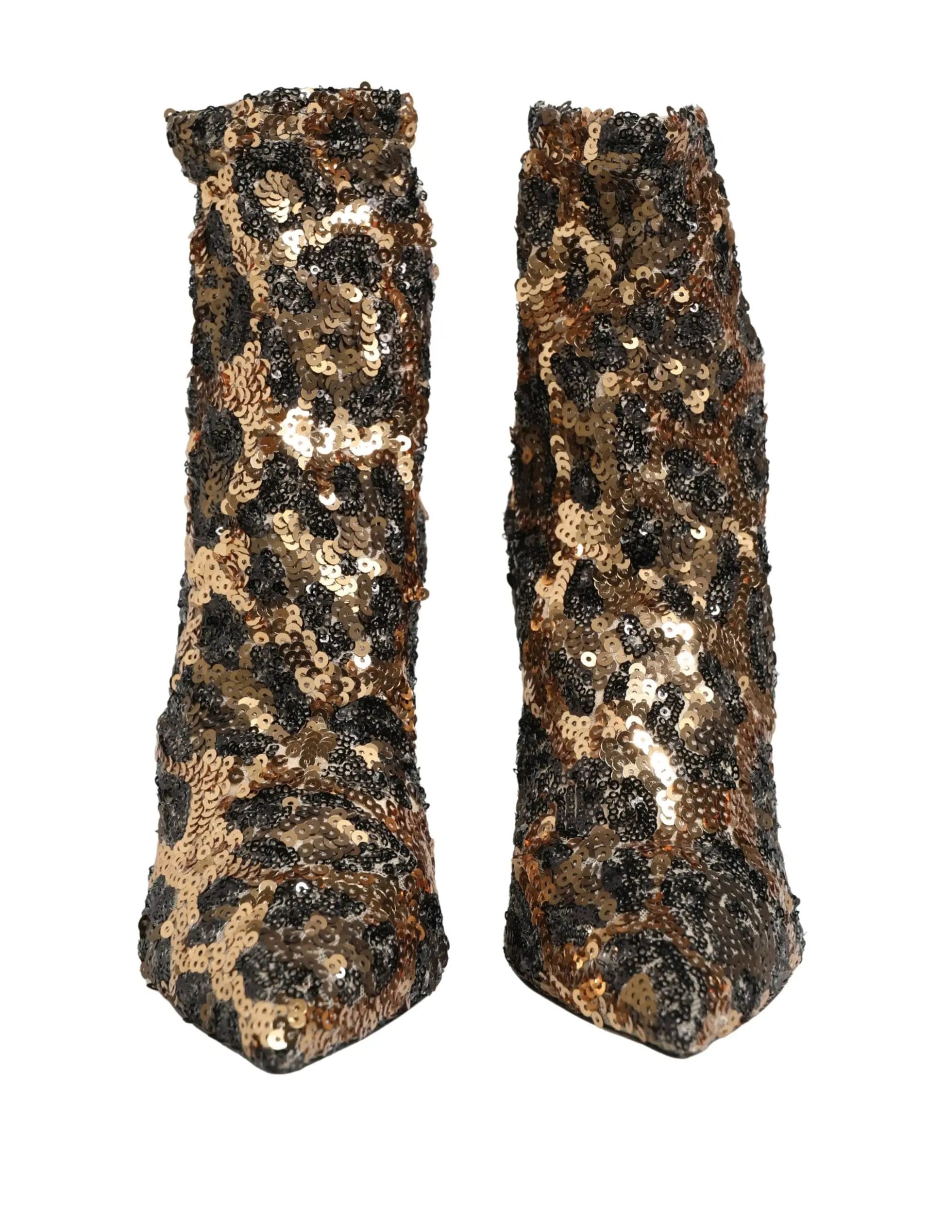 Dolce & Gabbana Gold Leopard Sequin Sock Ankle Boots Shoes by Dolce & Gabbana