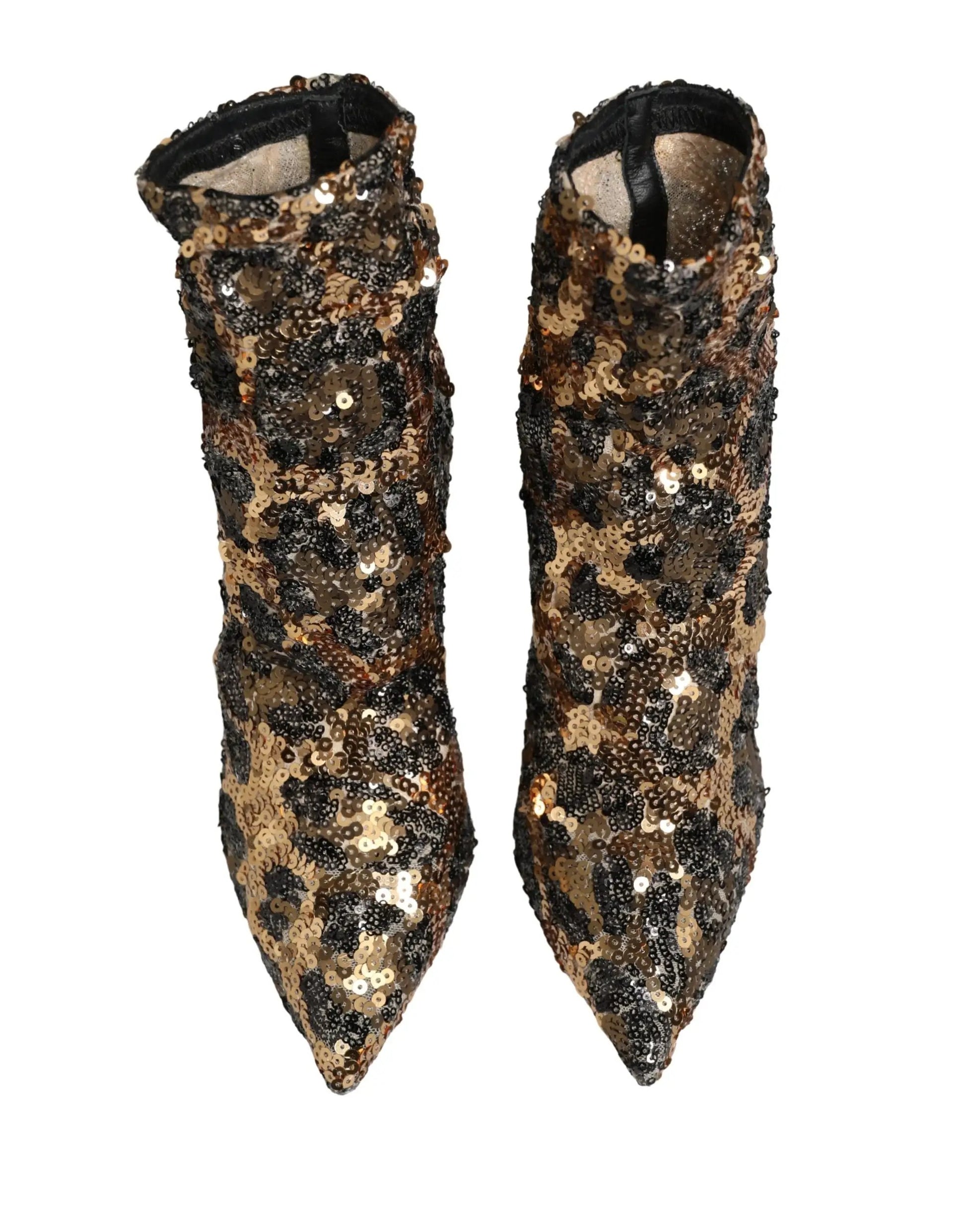 Dolce & Gabbana Gold Leopard Sequin Sock Ankle Boots Shoes by Dolce & Gabbana