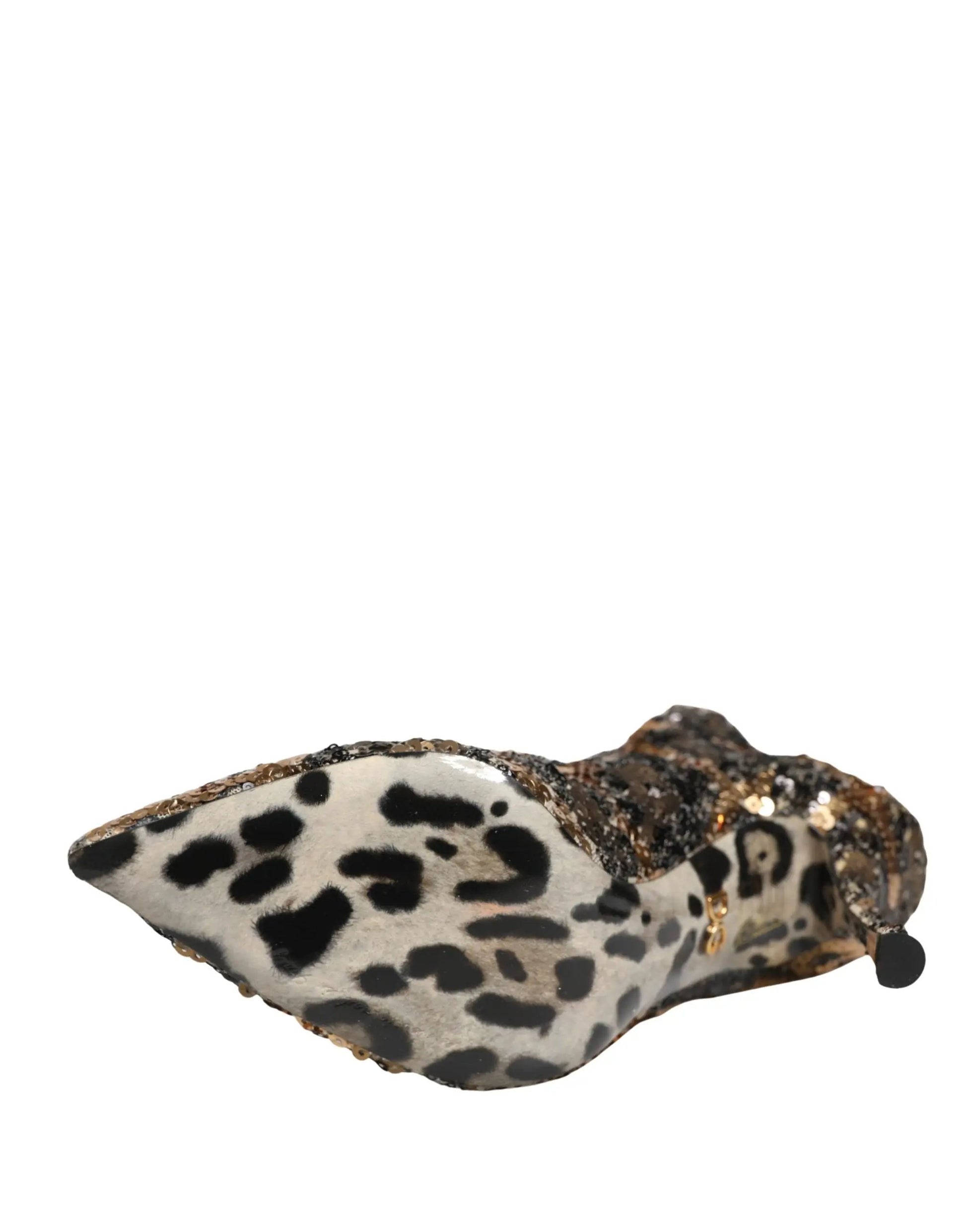 Dolce & Gabbana Gold Leopard Sequin Sock Ankle Boots Shoes by Dolce & Gabbana