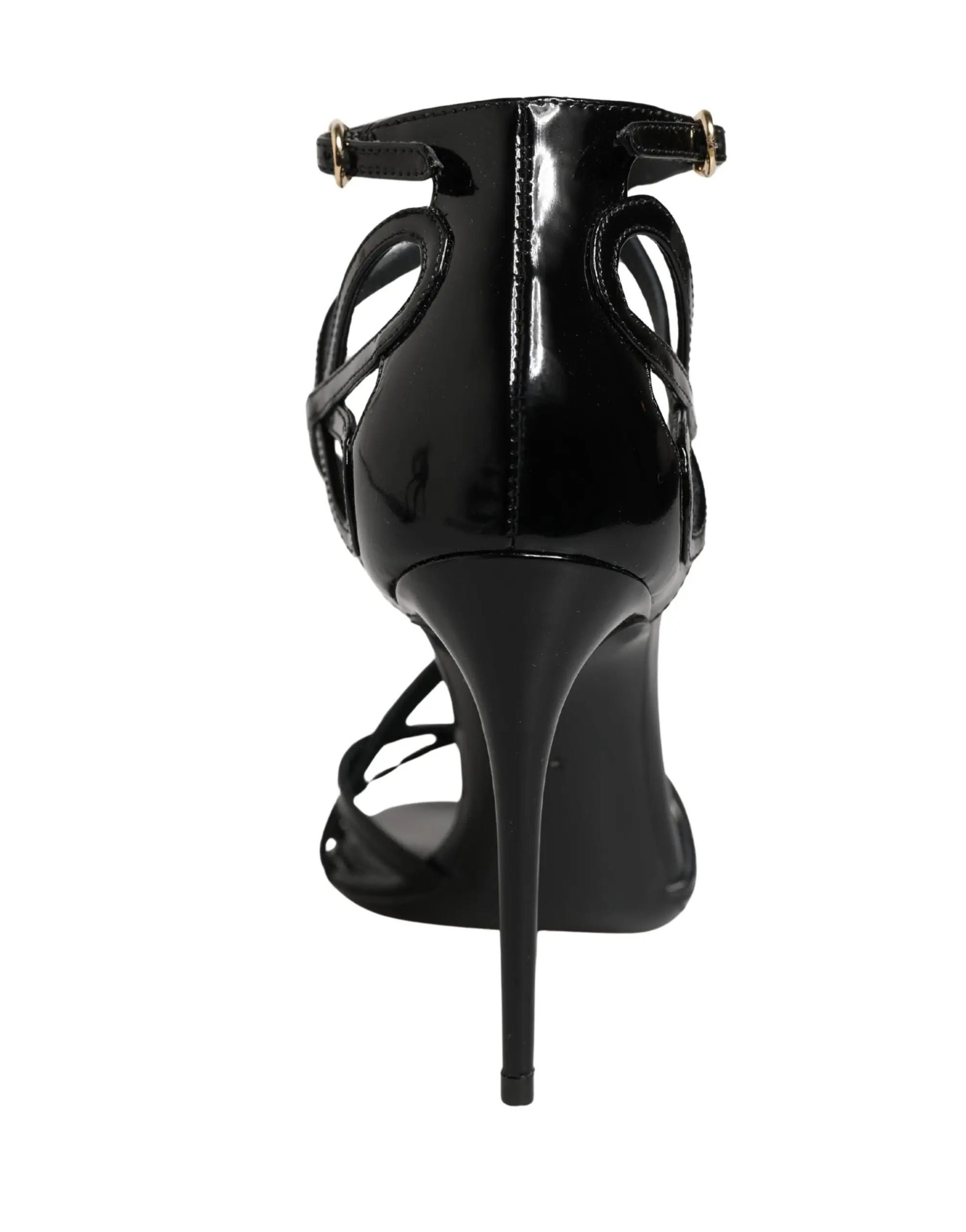 Dolce & Gabbana Black Leather Stiletto Heel Sandals Shoes by Dolce & Gabbana