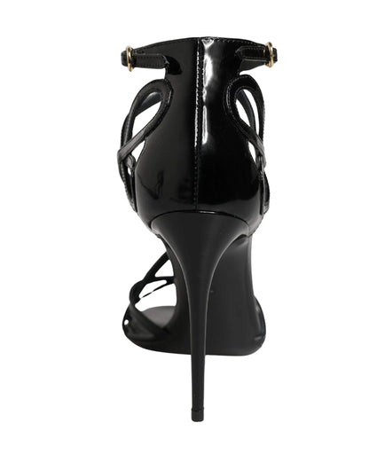 Dolce & Gabbana Black Leather Stiletto Heel Sandals Shoes by Dolce & Gabbana