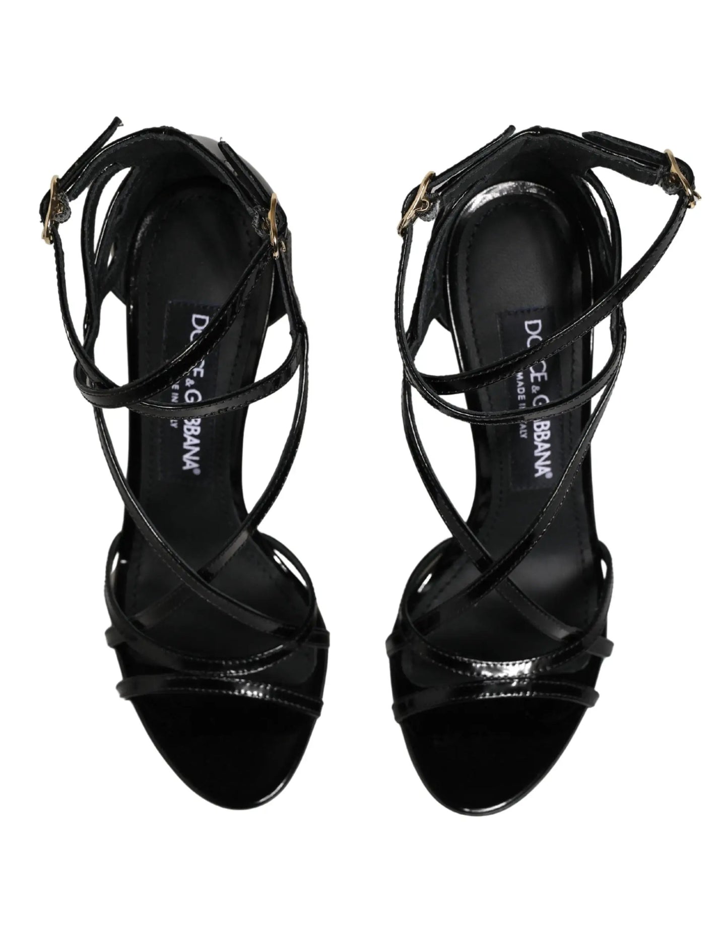 Dolce & Gabbana Black Leather Stiletto Heel Sandals Shoes by Dolce & Gabbana