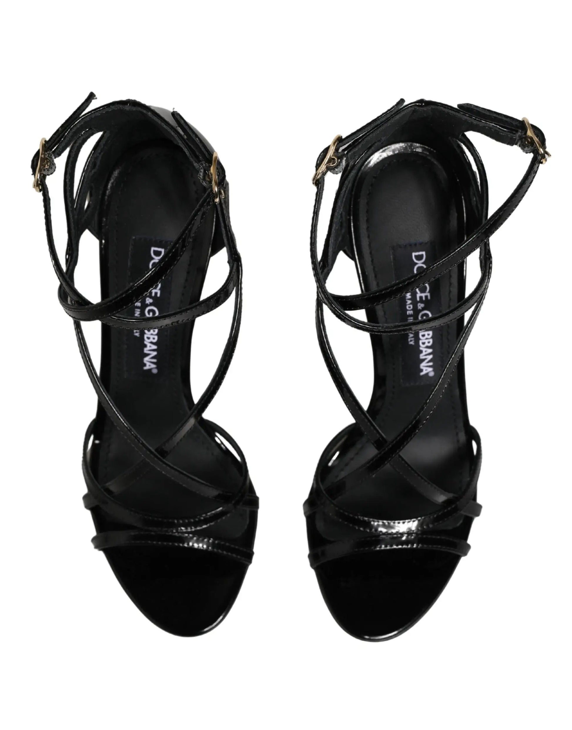 Dolce & Gabbana Black Leather Stiletto Heel Sandals Shoes by Dolce & Gabbana
