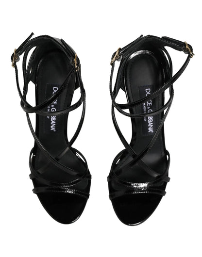 Dolce & Gabbana Black Leather Stiletto Heel Sandals Shoes by Dolce & Gabbana