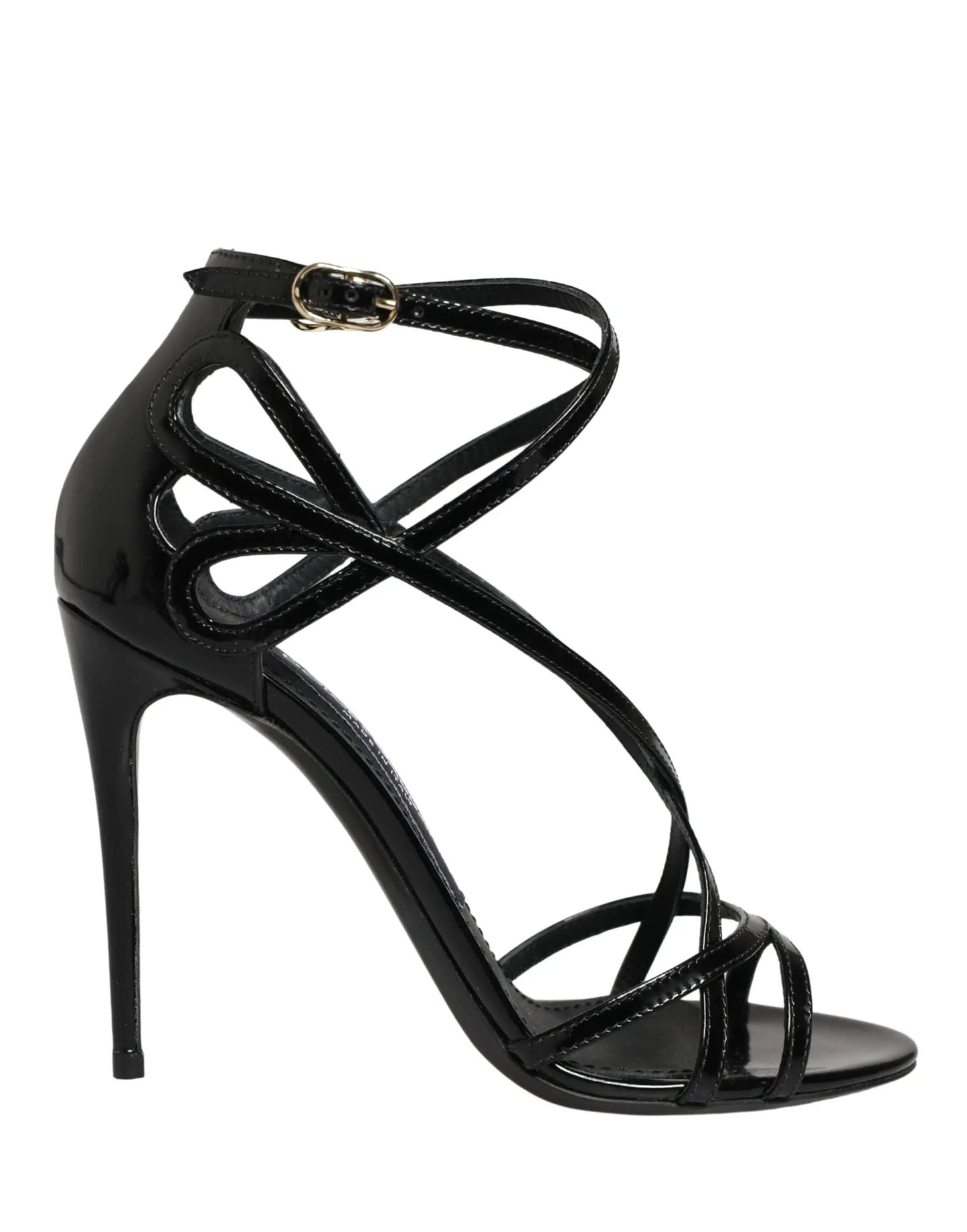 Dolce & Gabbana Black Leather Stiletto Heel Sandals Shoes by Dolce & Gabbana