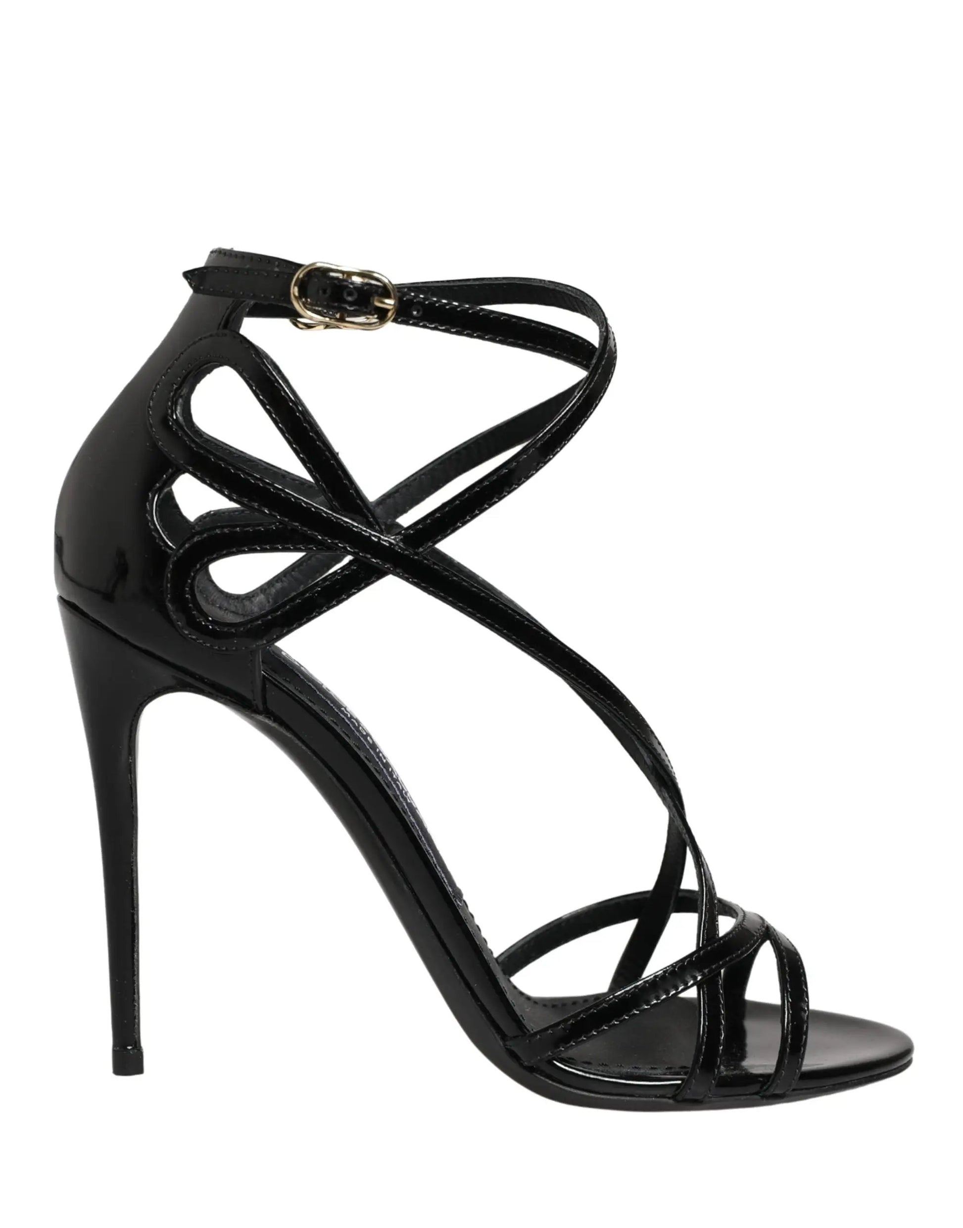 Dolce & Gabbana Black Leather Stiletto Heel Sandals Shoes by Dolce & Gabbana