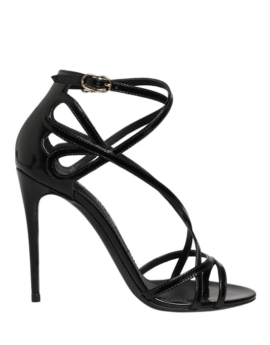 Dolce & Gabbana Black Leather Stiletto Heel Sandals Shoes by Dolce & Gabbana